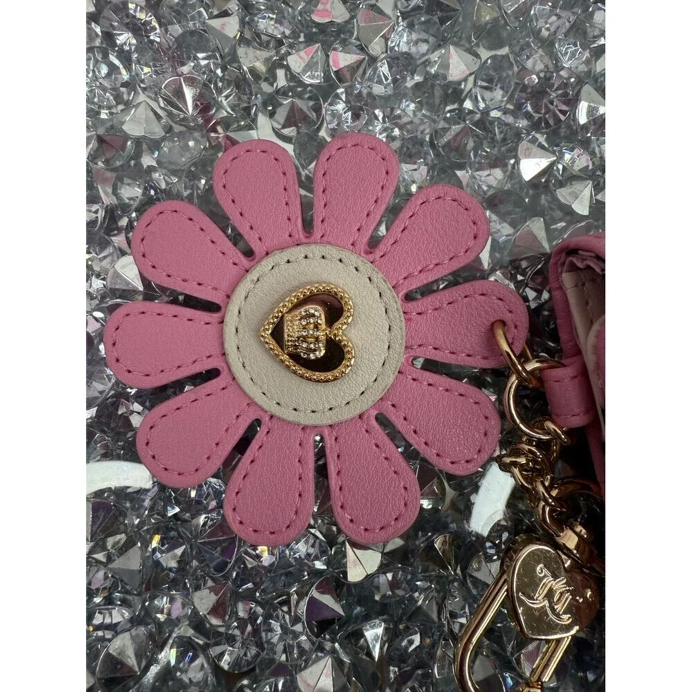 Juicy Couture wallet Pink Floral Charm Small Wallet with Gold Heart Accent